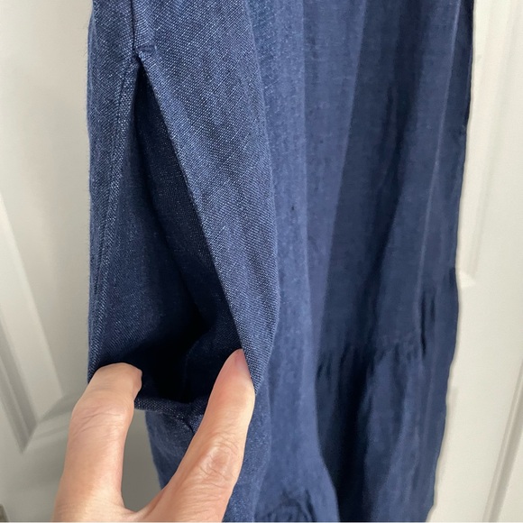 NWT Haven Well Within Indigo Linen Tiered Midi Dress. Coastal lagenlook L16 - Picture 6 of 12